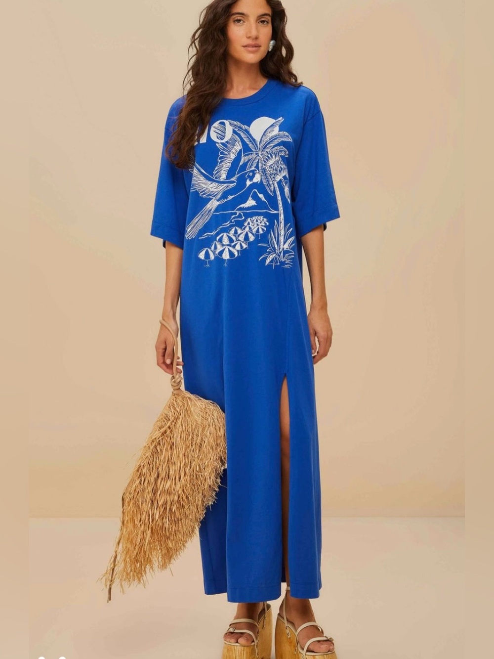 Farm Rio Blue Rio Organic Cotton Maxi
Dress. Medium. NWT.